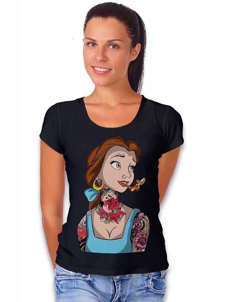 belle-princess-tattoo-damen-t-shirt schwarz 2