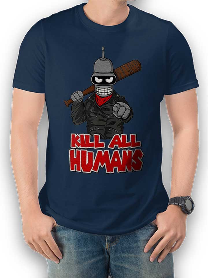 Bender Kill All Humans T-Shirt dunkelblau L