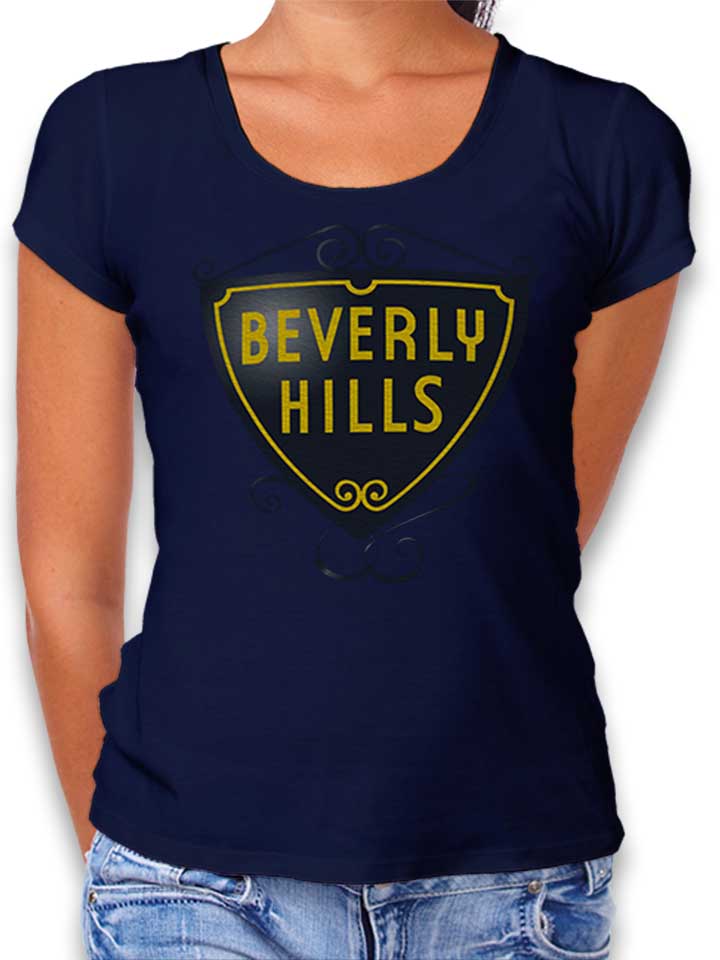 Berverly Hills Logo Damen T-Shirt dunkelblau L