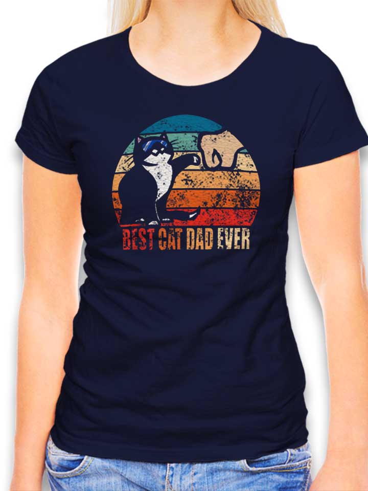 Best Cat Dad Ever 02 Damen T-Shirt dunkelblau L