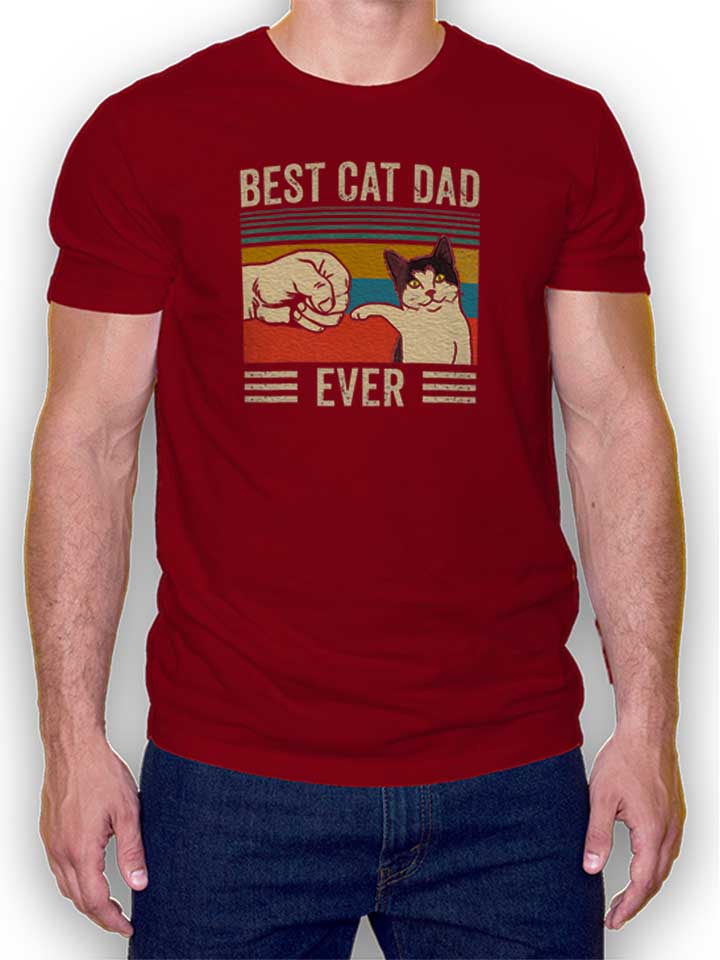 Best Cat Dad Ever Vintage T-Shirt bordeaux L