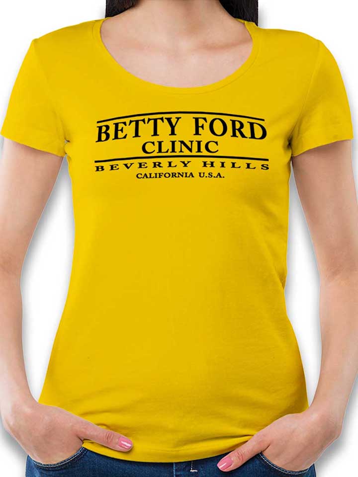 Betty Ford Clinic Black Womens T-Shirt yellow L