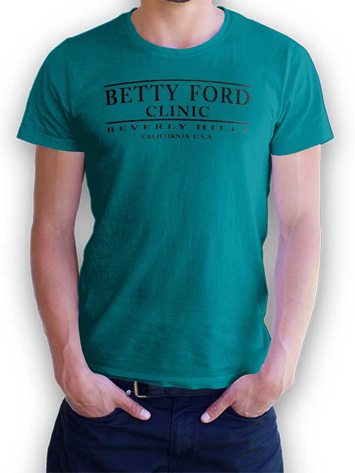Betty Ford Clinic Black T-Shirt turquoise L