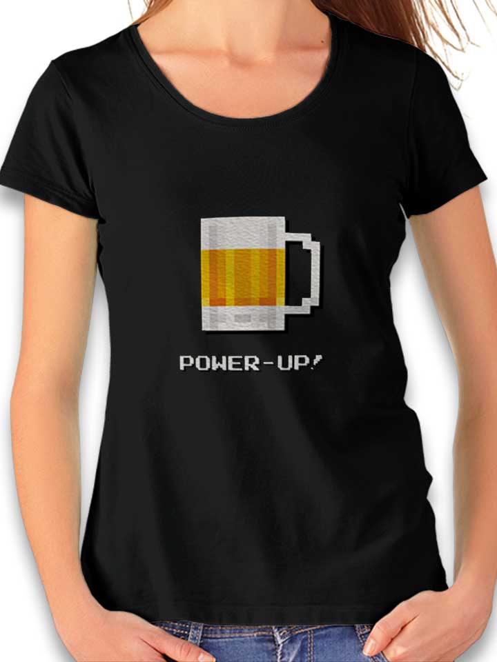 Bierglas Power Up Damen T-Shirt schwarz L