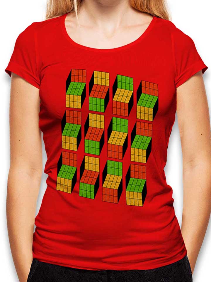 big-bang-theory-rubiks-cube-damen-t-shirt rot 1