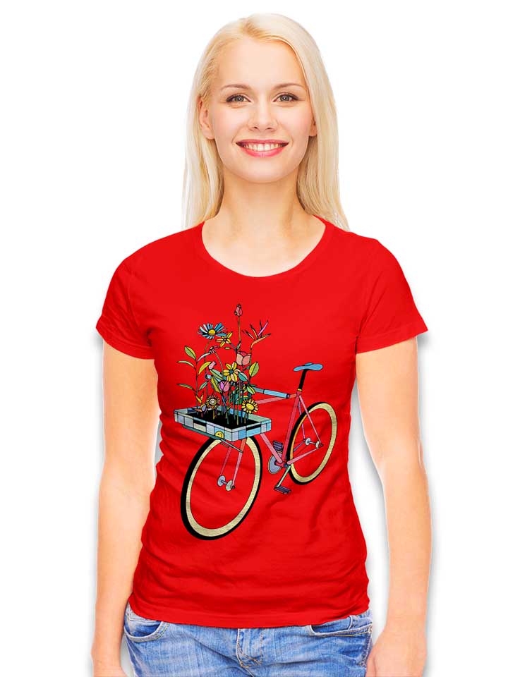 bike-and-flowers-damen-t-shirt rot 2