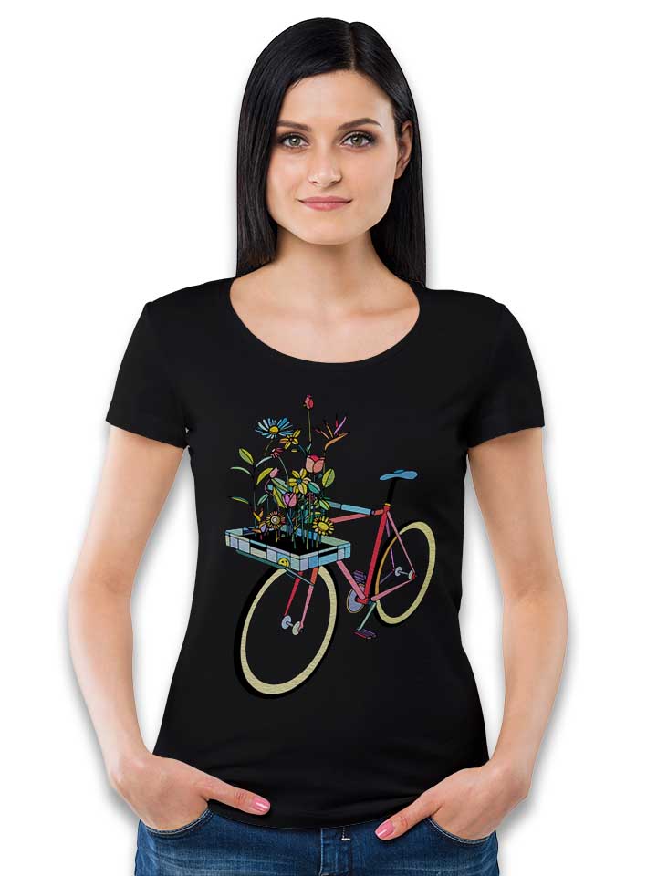 bike-and-flowers-damen-t-shirt schwarz 2