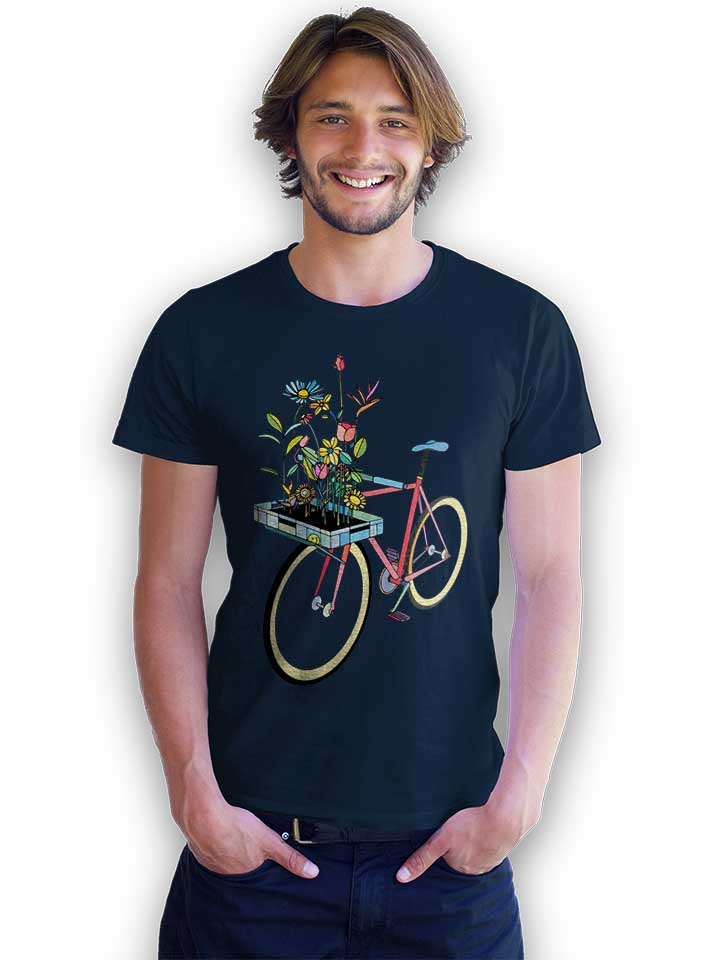 bike-and-flowers-t-shirt dunkelblau 2