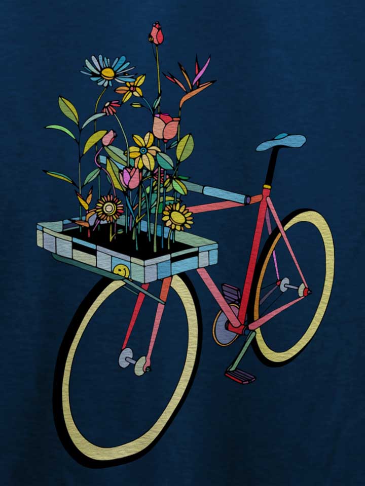 bike-and-flowers-t-shirt dunkelblau 4