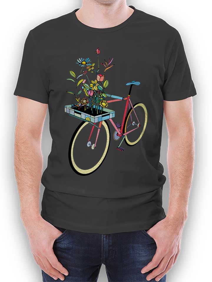 Bike And Flowers T-Shirt dunkelgrau L