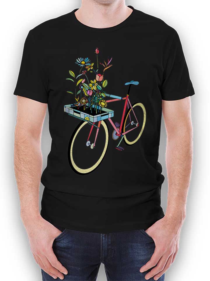 Bike And Flowers T-Shirt schwarz L