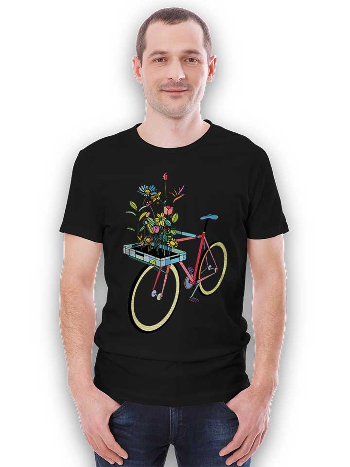 bike-and-flowers-t-shirt schwarz 2