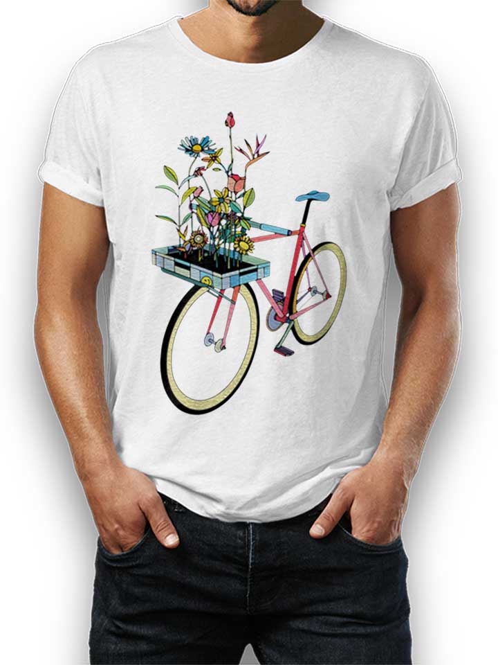 Bike And Flowers T-Shirt white L
