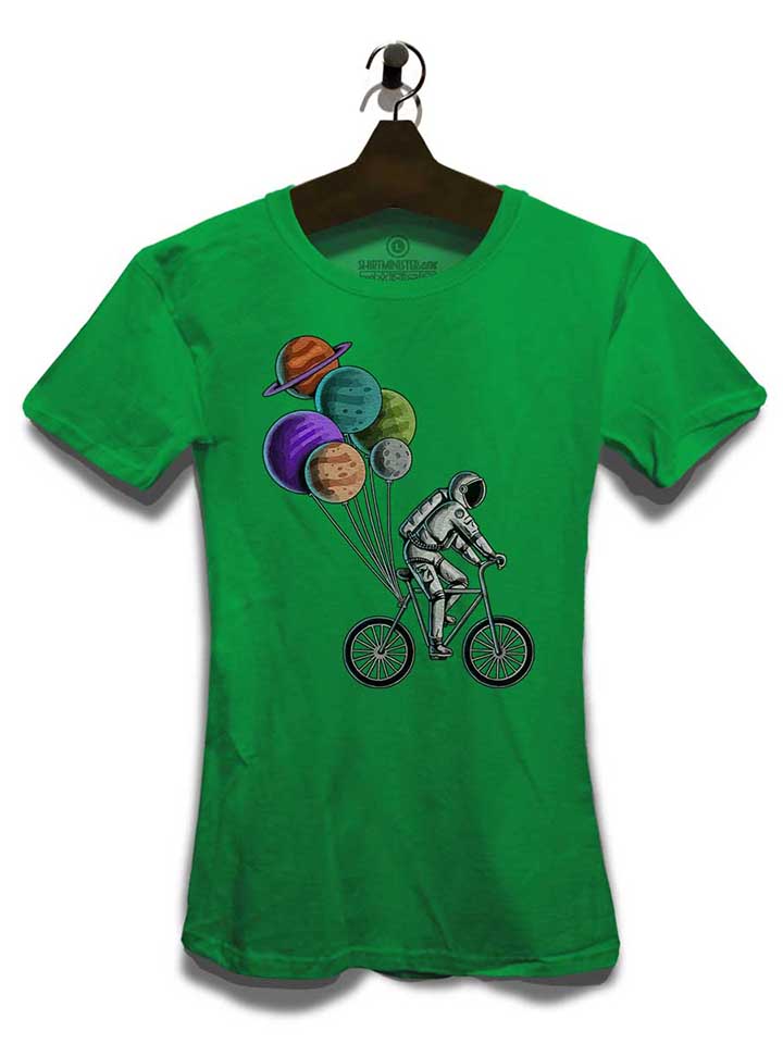 bike-astronaut-planet-baloons-damen-t-shirt gruen 3