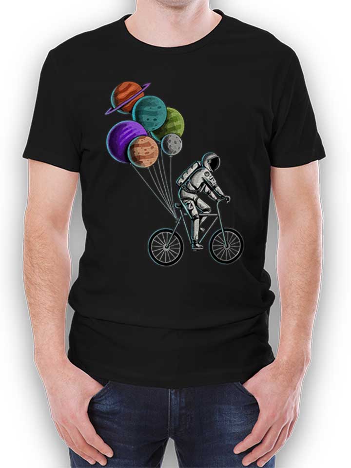 Bike Astronaut Planet Baloons T-Shirt black L