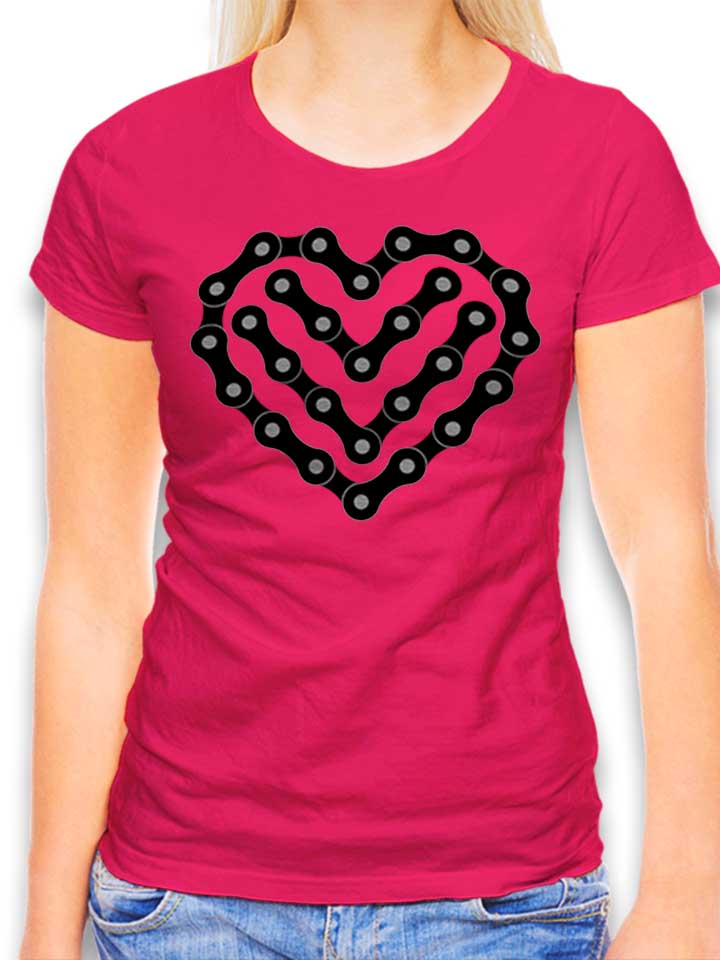 Bike Chain Heart Damen T-Shirt fuchsia L