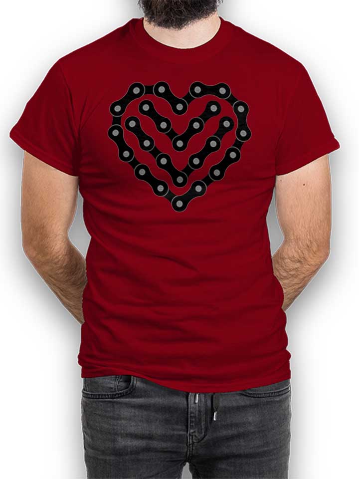 Bike Chain Heart T-Shirt bordeaux L