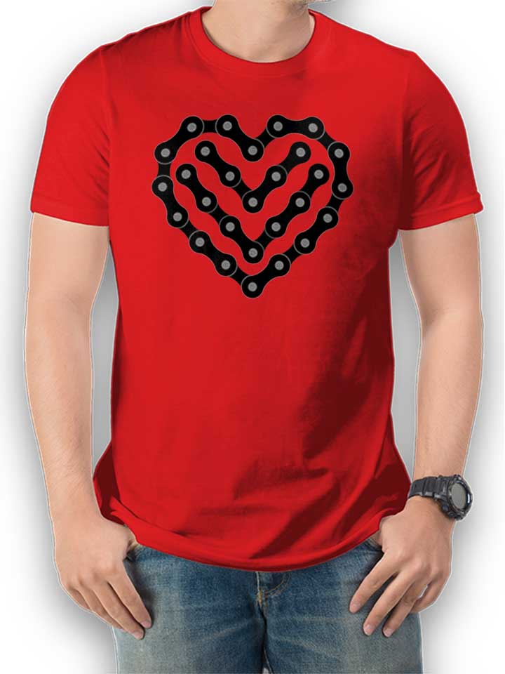 Bike Chain Heart T-Shirt red L