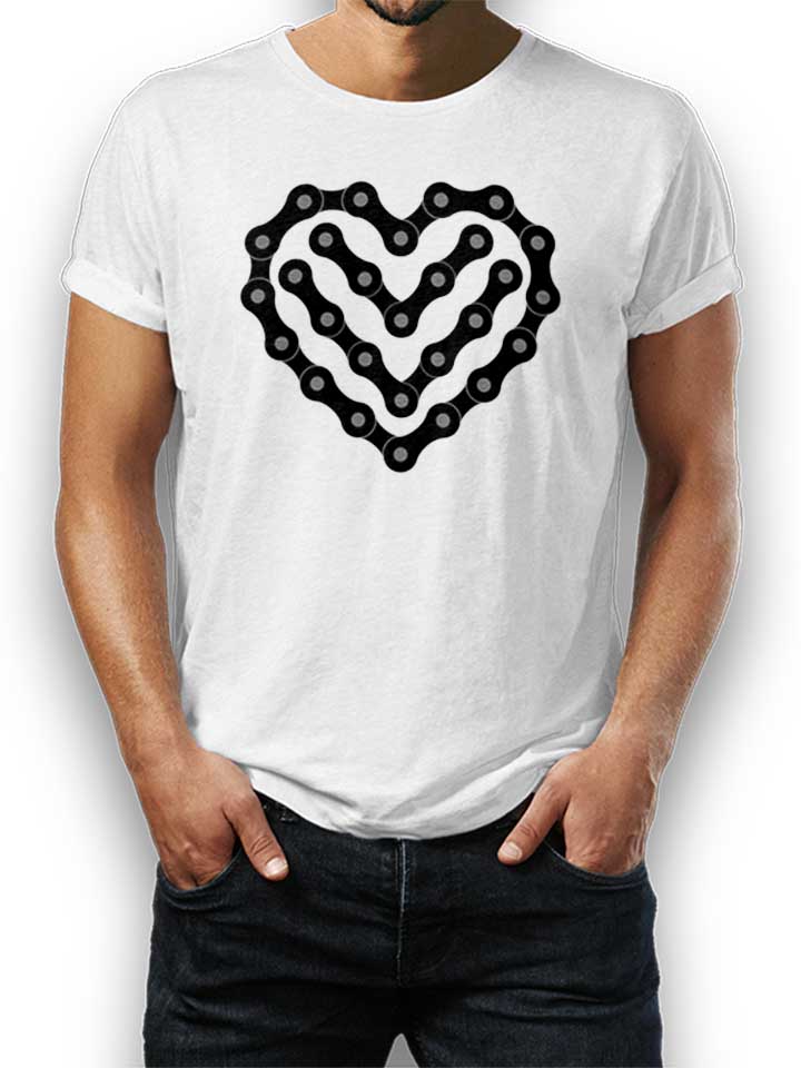 Bike Chain Heart Camiseta blanco L