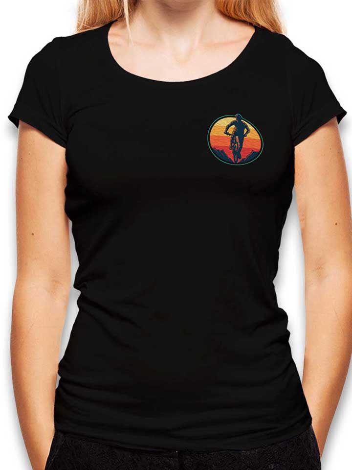 biker-sunset-mountain-chest-print-damen-t-shirt schwarz 1