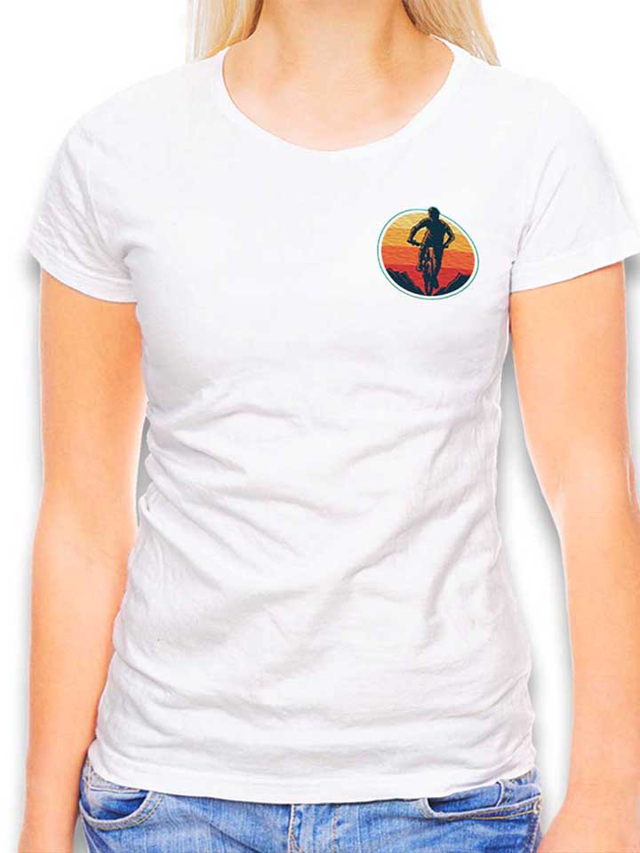Biker Sunset Mountain Chest Print Womens T-Shirt white L