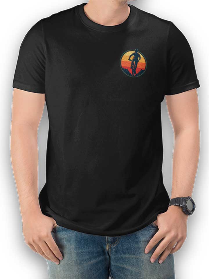 Biker Sunset Mountain Chest Print T-Shirt black L
