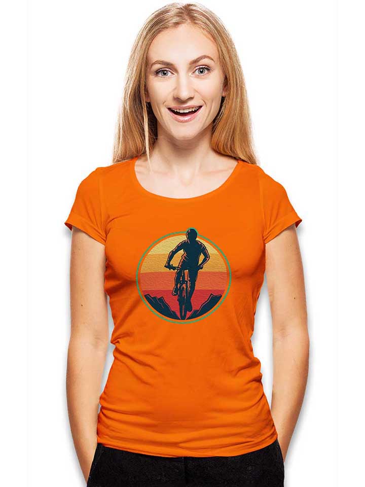 biker-sunset-mountain-damen-t-shirt orange 2