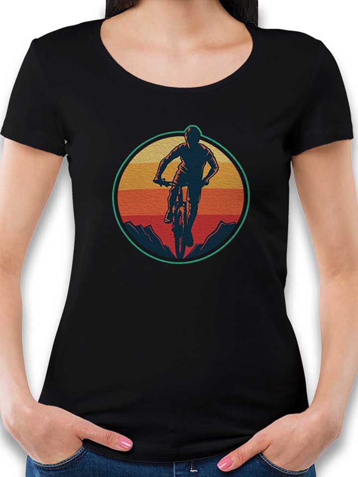 biker-sunset-mountain-damen-t-shirt schwarz 1