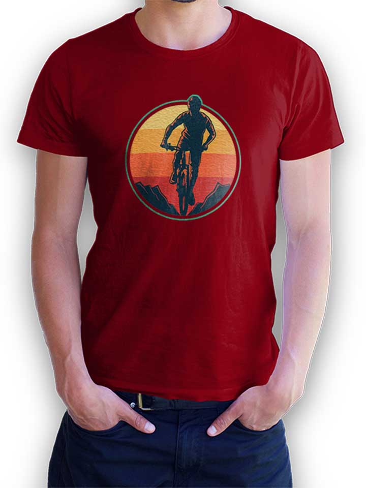 Biker Sunset Mountain Camiseta burdeos L