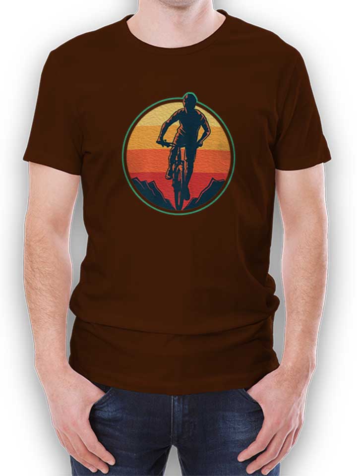 Biker Sunset Mountain T-Shirt brown L