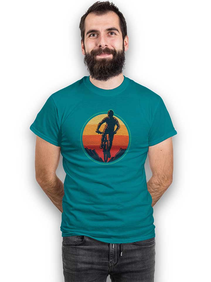 biker-sunset-mountain-t-shirt tuerkis 2