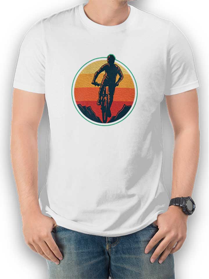 Biker Sunset Mountain T-Shirt blanc L