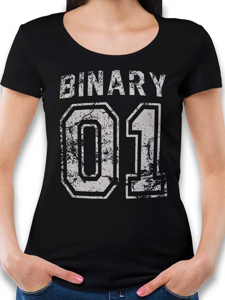 Binary 01 Damen T-Shirt schwarz L
