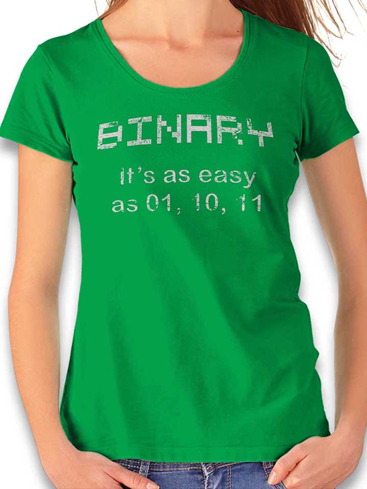 Binary Its Easy As 01 10 11 Vintage Damen T-Shirt gruen L