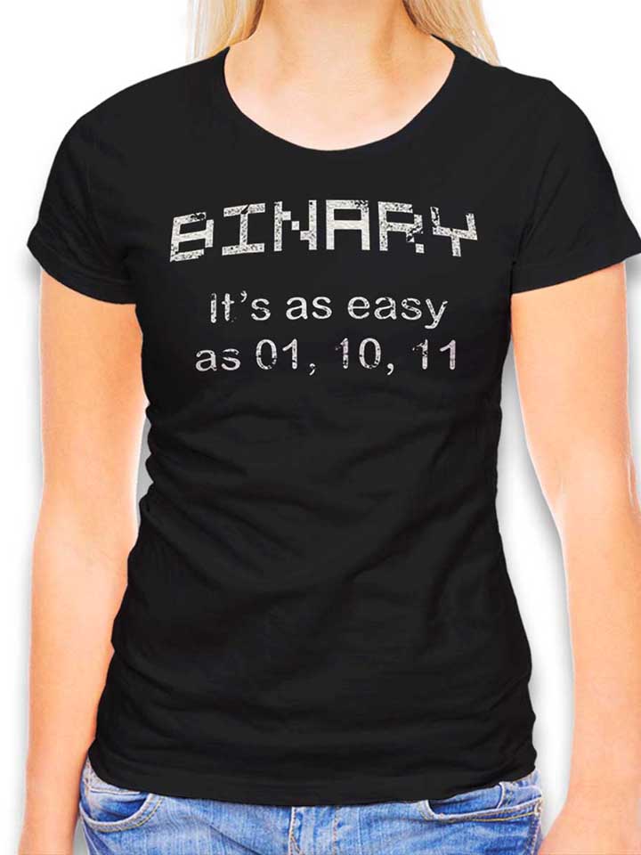 Binary Its Easy As 01 10 11 Vintage Camiseta Mujer negro L