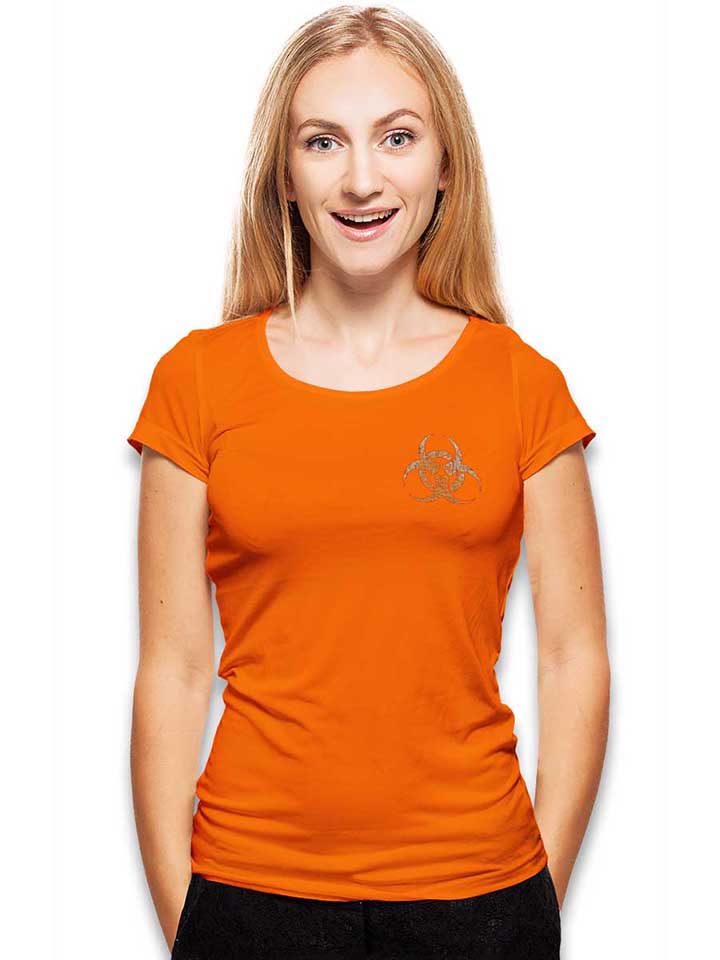 biohazard-vintage-chest-print-damen-t-shirt orange 2