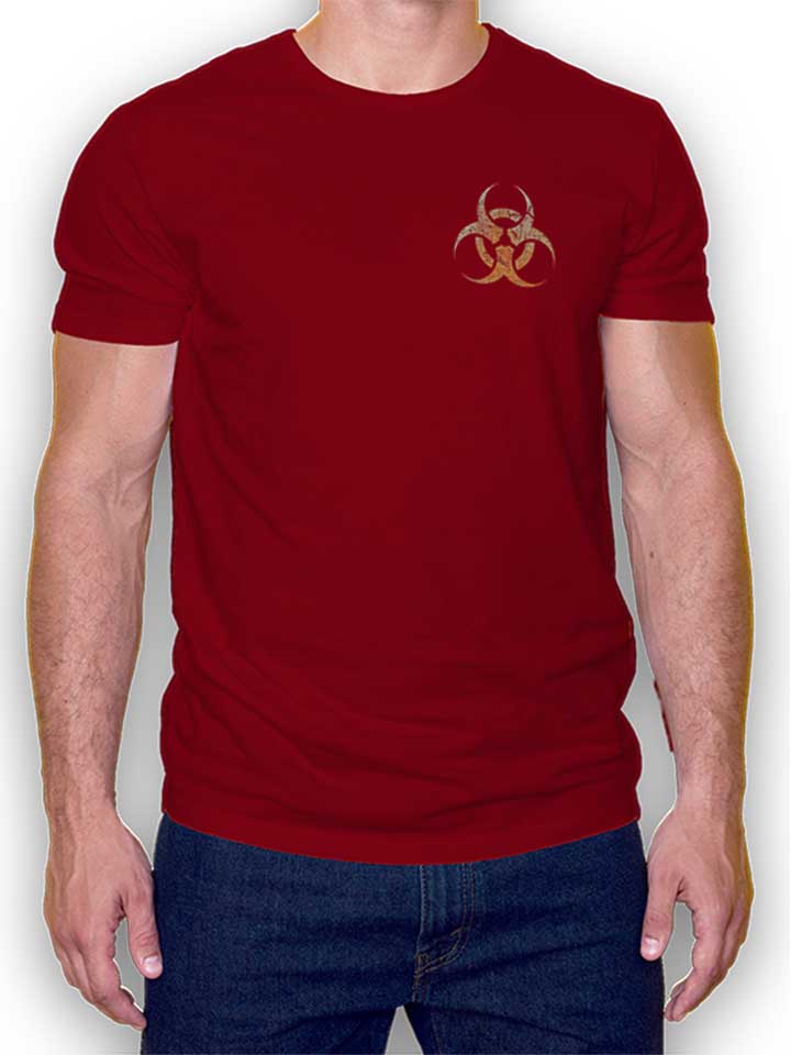 Biohazard Vintage Chest Print T-Shirt maroon L