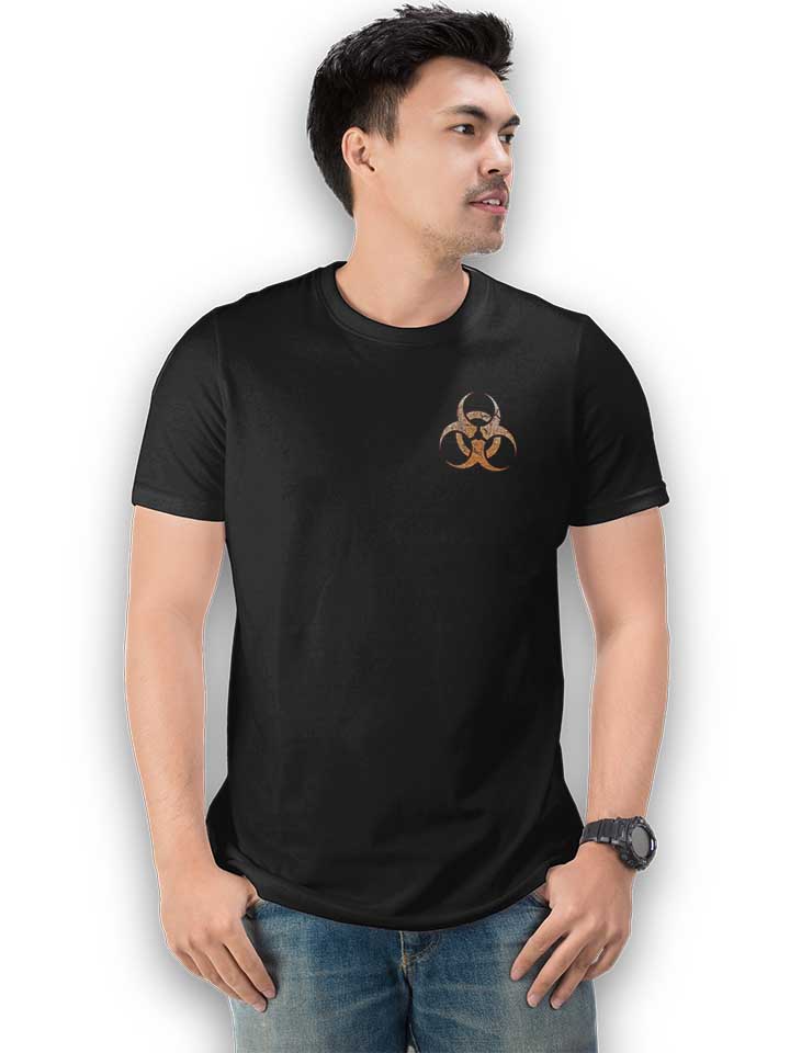 biohazard-vintage-chest-print-t-shirt schwarz 2