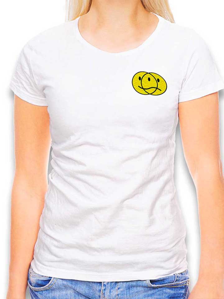 Bipolar Smiley Chest Print Damen T-Shirt weiss L