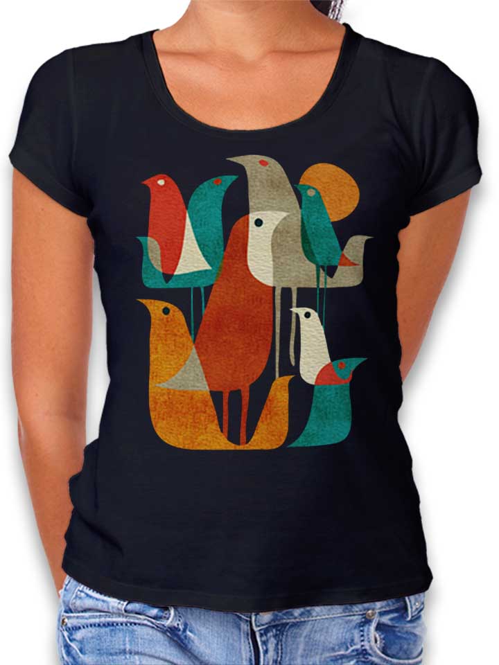 Birds Art T-Shirt Femme noir L