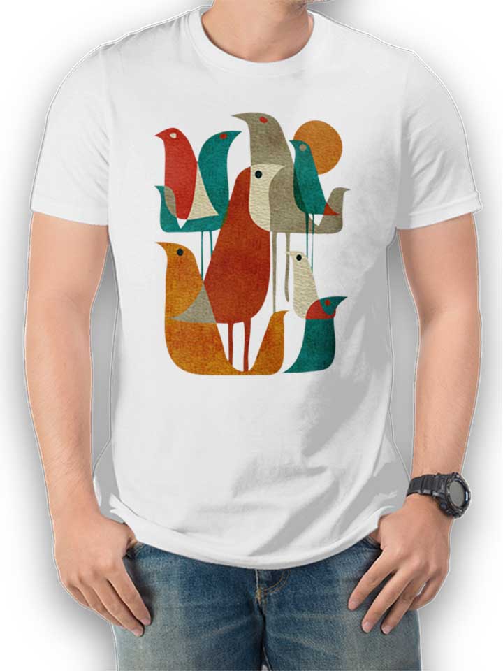 Birds Art T-Shirt bianco L