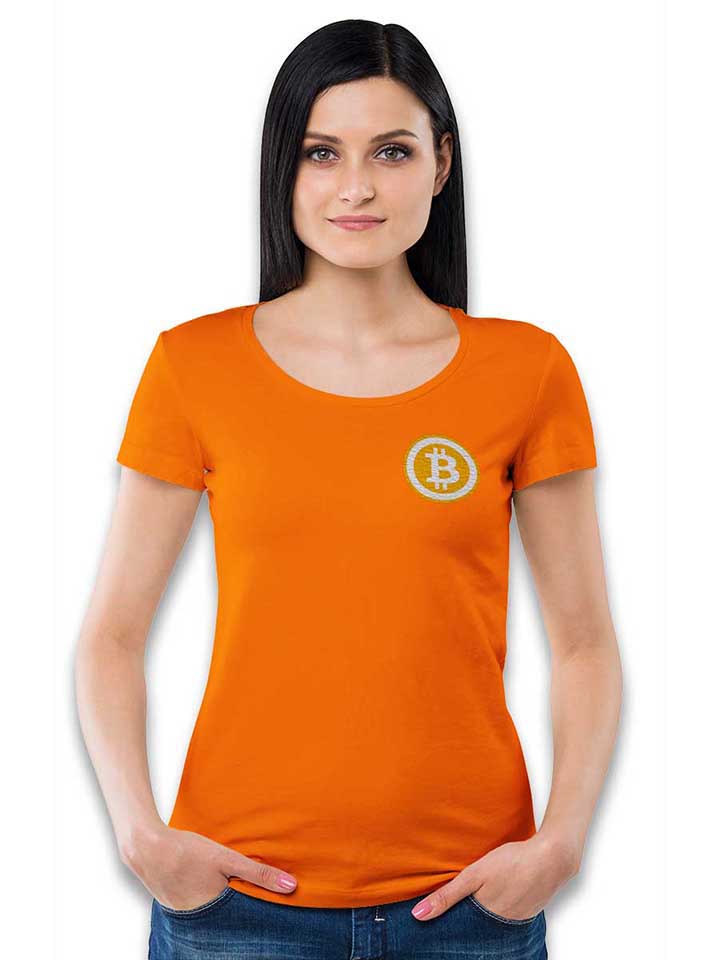 bitcoin-chest-print-damen-t-shirt orange 2