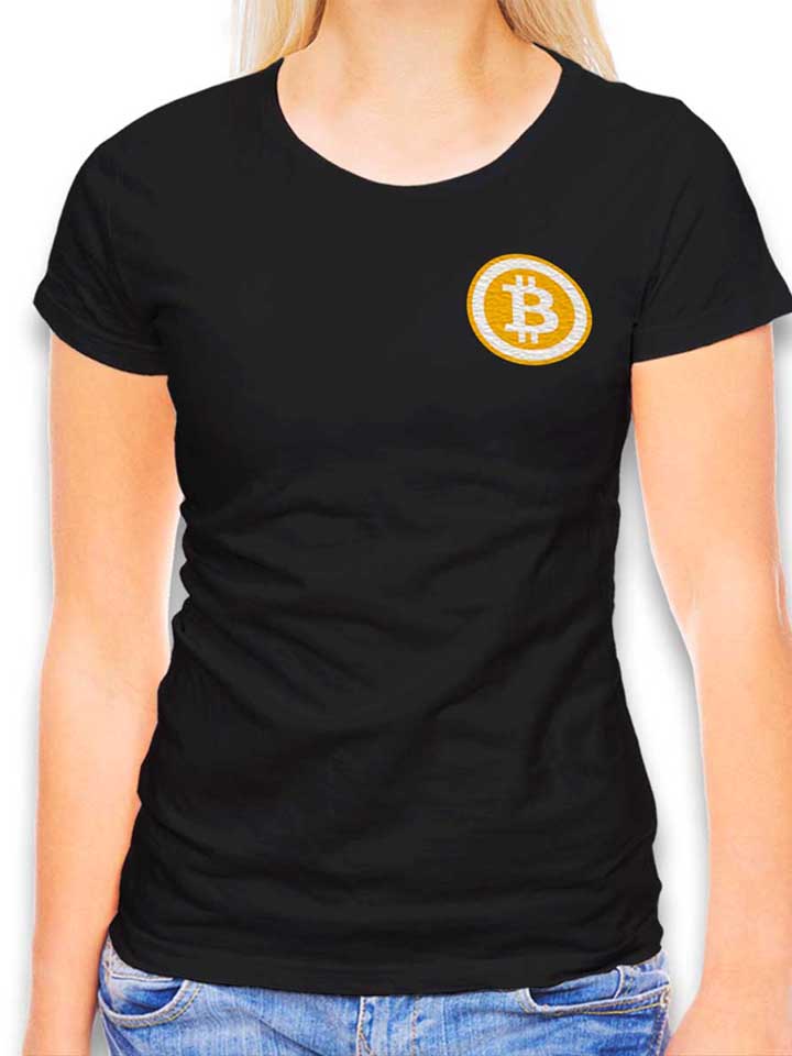 Bitcoin Chest Print Camiseta Mujer negro L