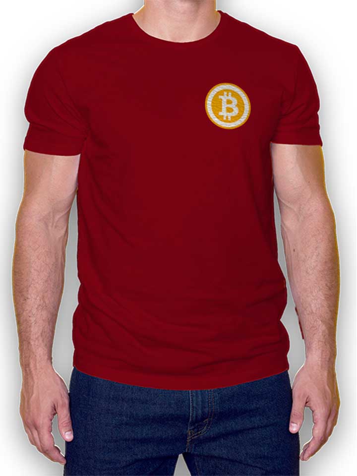 Bitcoin Chest Print T-Shirt bordeaux L