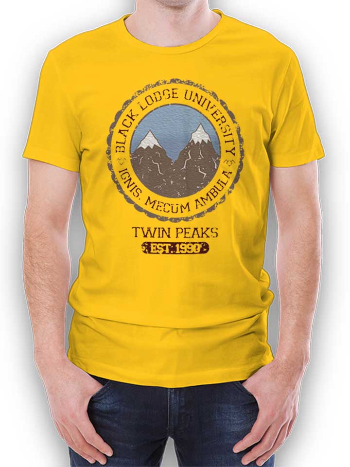 Black Lodge University 1 Camiseta amarillo L