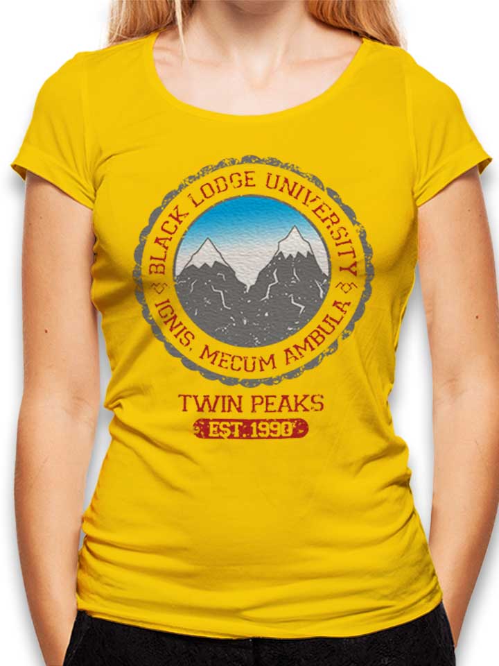 Black Lodge University 2 T-Shirt Femme jaune L