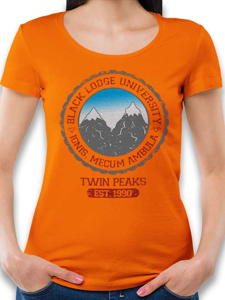 Black Lodge University 2 Damen T-Shirt orange L