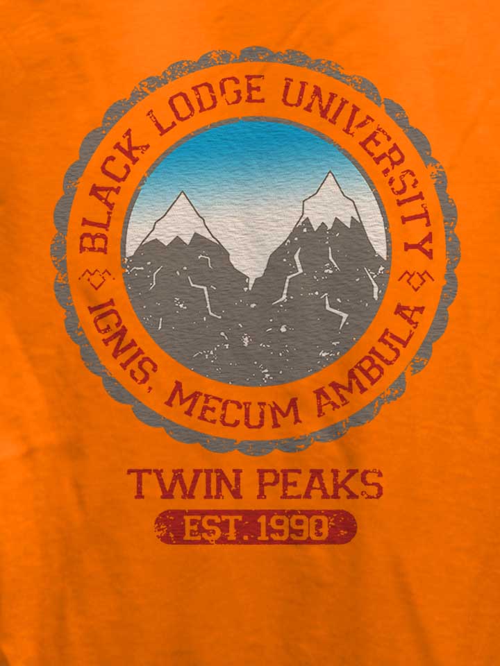 black-lodge-university-2-damen-t-shirt orange 4