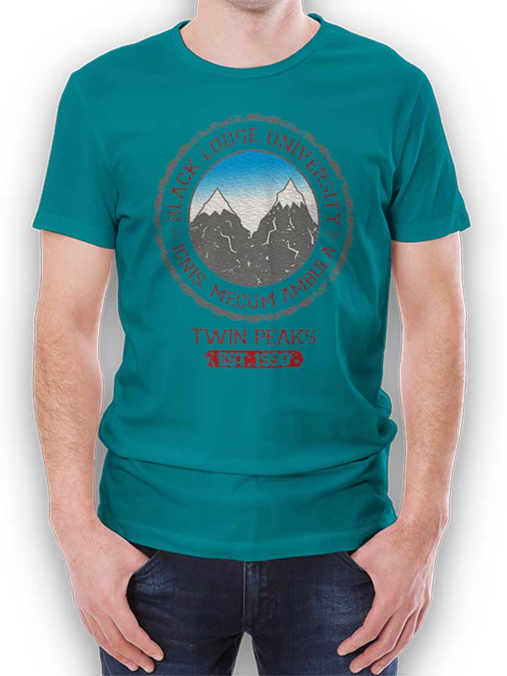 Black Lodge University 2 T-Shirt turchese L