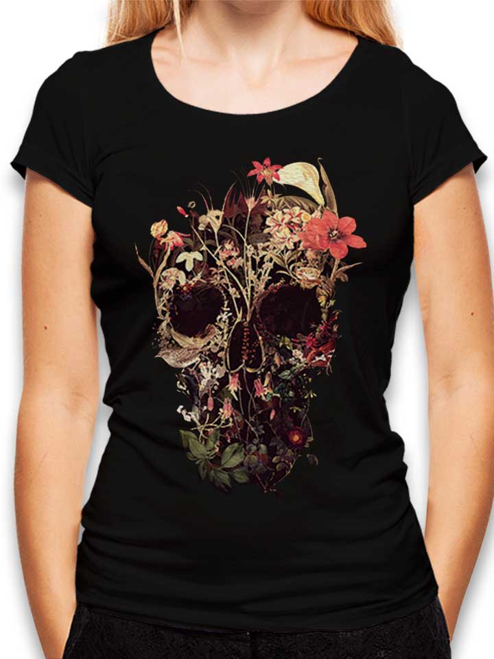 Bloom Skull Damen T-Shirt schwarz L